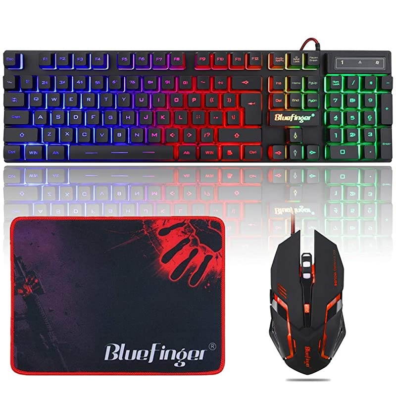 RGB Gaming Keyboard and Backlit Mouse Combo USB Wired Backlit Keyboard LED Gaming Keyboard Mouse Set for Laptop PC Computer Game and Work