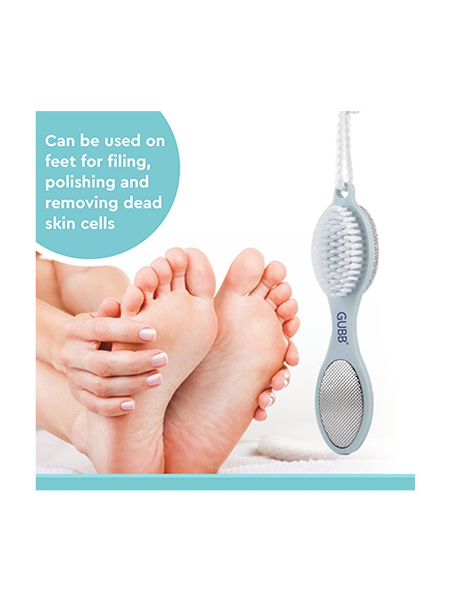 GUBB 4 Way Pedicure Set for Dead Skin Removal - Pumice Stone, Foot Brush, Foot Rasp & Foot File