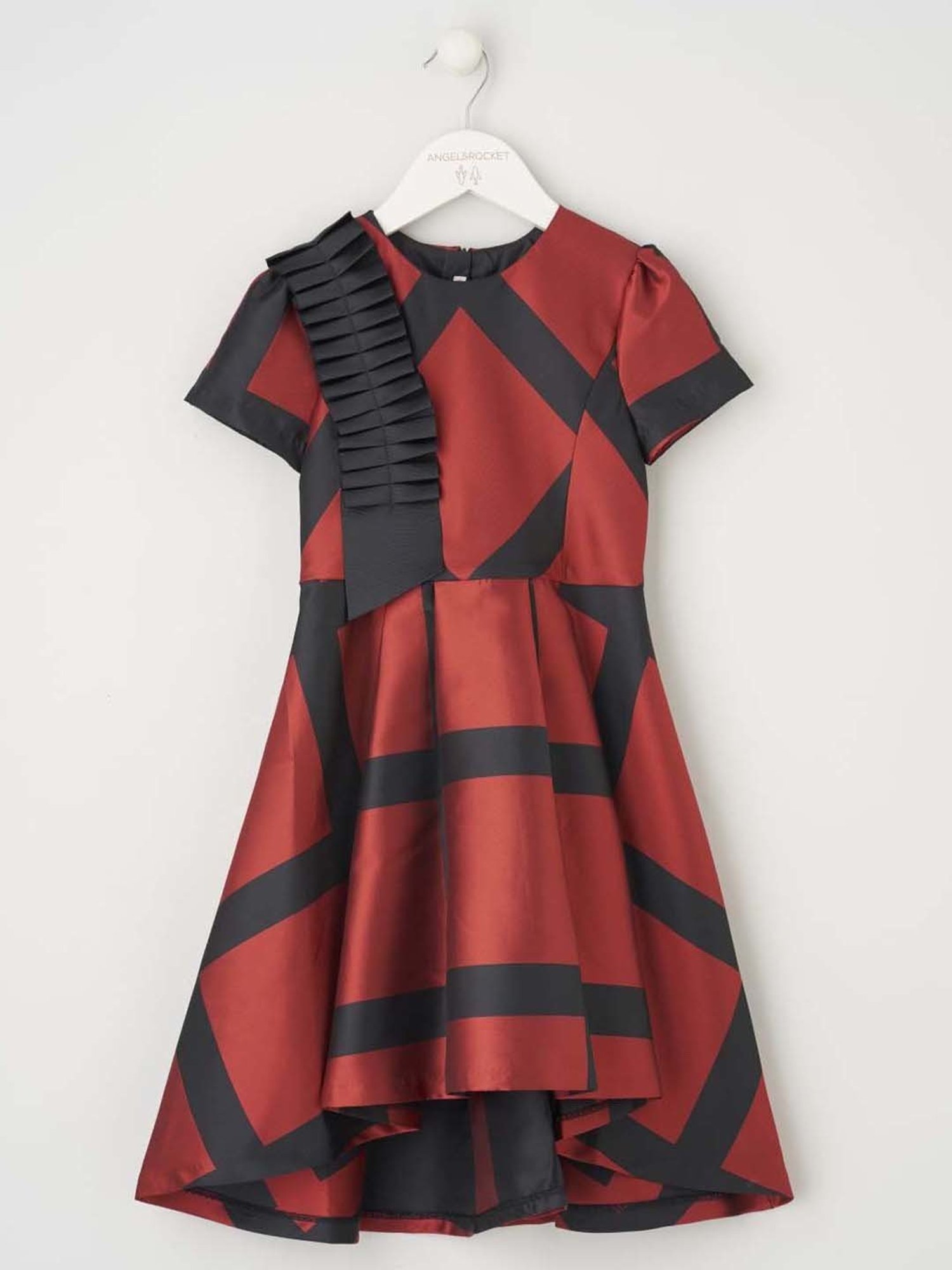 Angel & Rocket Kids Red & Grey Printed Dress