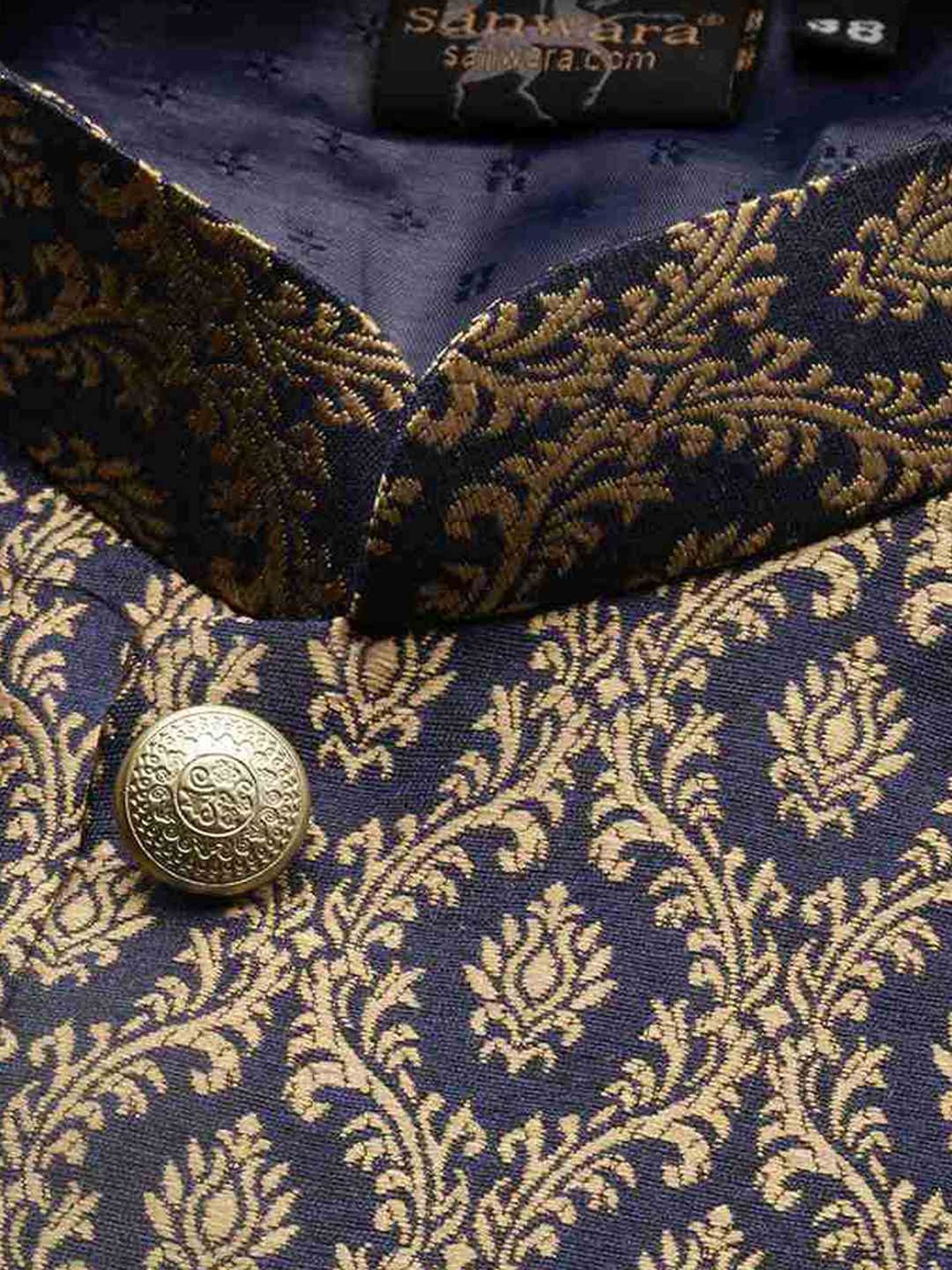 Sanwara Blue & Beige Regular Fit Kurta Set With Jacket