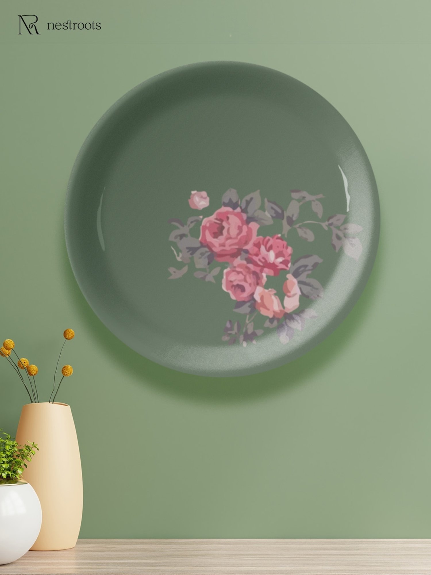 Nestroots English Flaura Printed Multicolor Porcelain Wall Plate