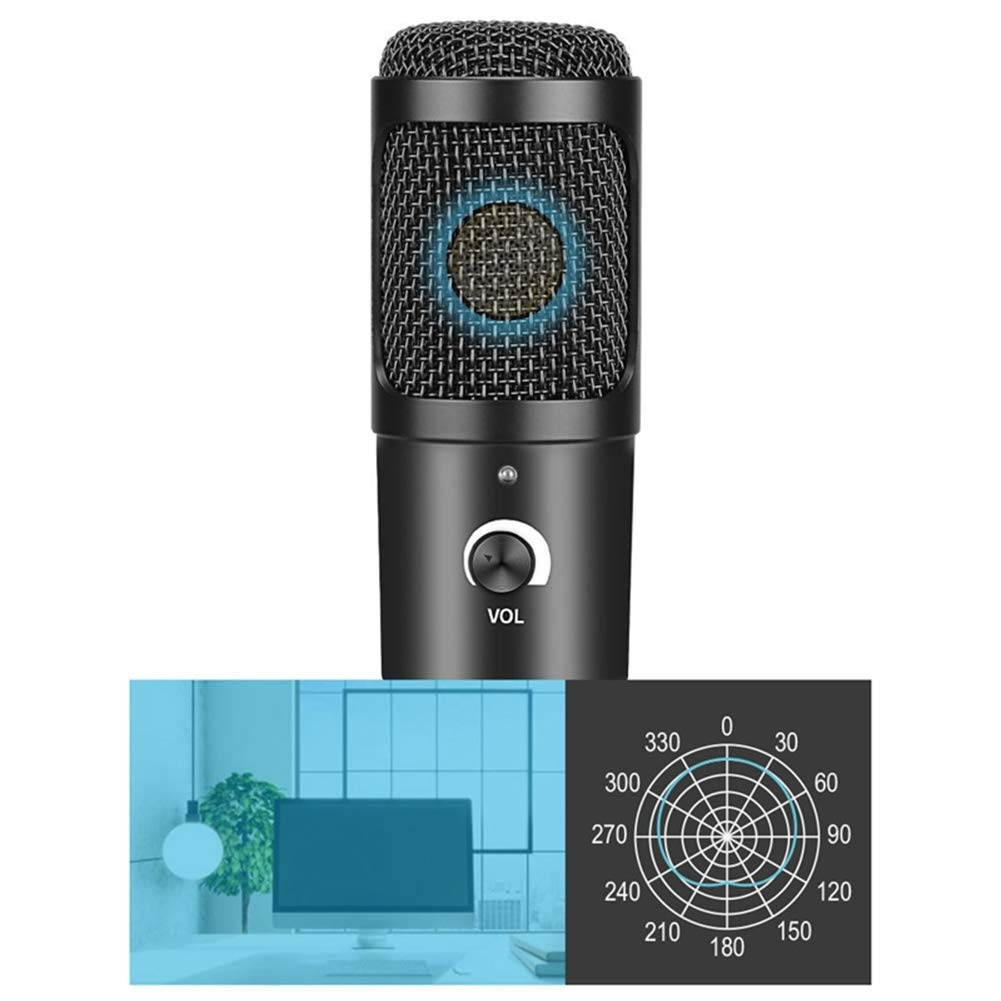 Recording Microphone, USB Condenser Gaming Microphone Adjustable Microphone with Stand Suitable for Meetings/Recording
