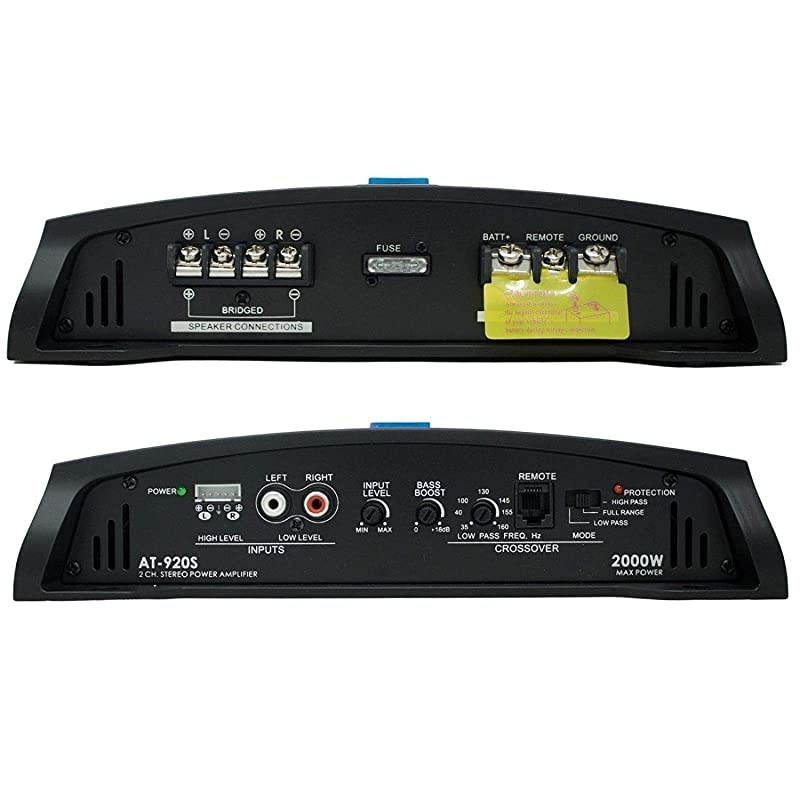 AT920S 2000W 2 Channel Class AB 2 Ohm Stable Car Audio Stereo Amplifier wLED Indicator