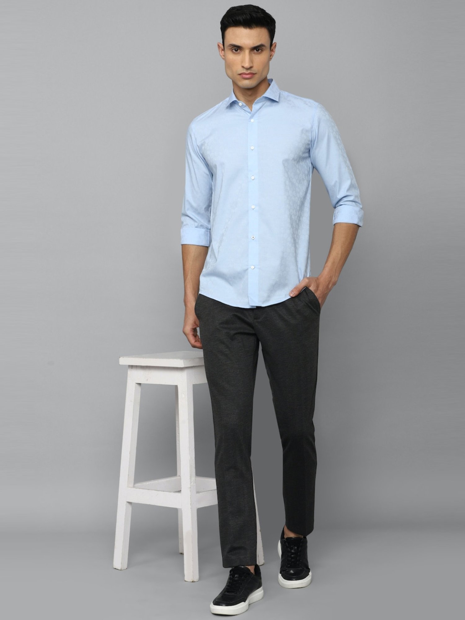 Louis Philippe Sport Blue Slim Fit Texture Shirt