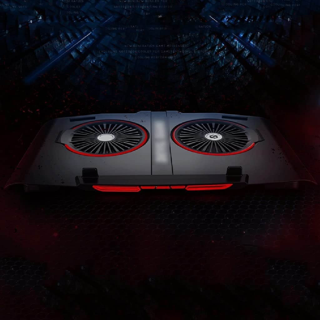 WPBOY Portable Notebook Cooler Quiet Notebook Cooling Pad Bracket Cooling Bracket for Notebook Computers Under 17.3 Inches (Black) (Color : Red Light+Adapter)