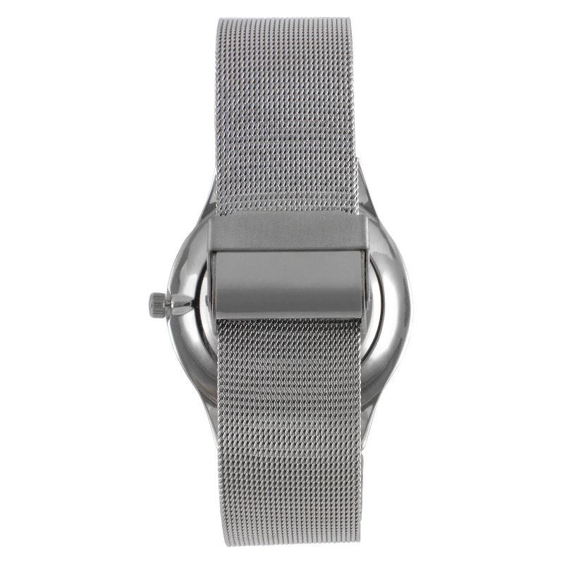 Men's Peugeot Round Slim Stainless Steel Mesh Bracelet Watch - Silver