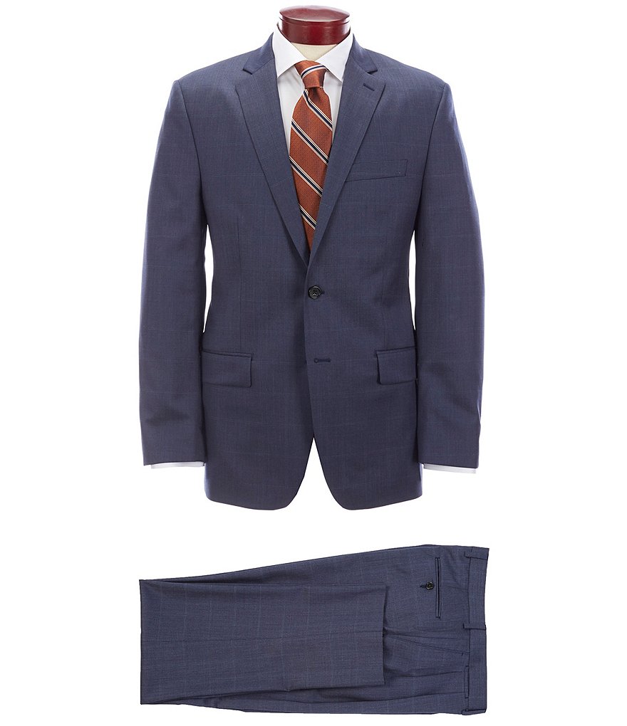 Ralph Ralph Lauren Classic Fit Pleated Blue Plaid Wool Suit