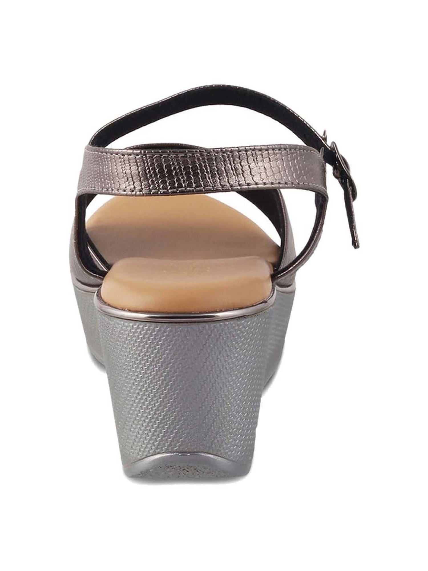 Tresmode Women's Pewter Ankle Strap Wedges