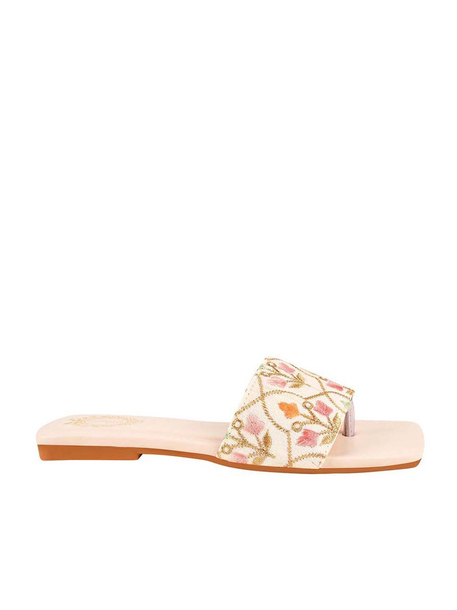 Shoetopia Kids Cream Ethnic Slides