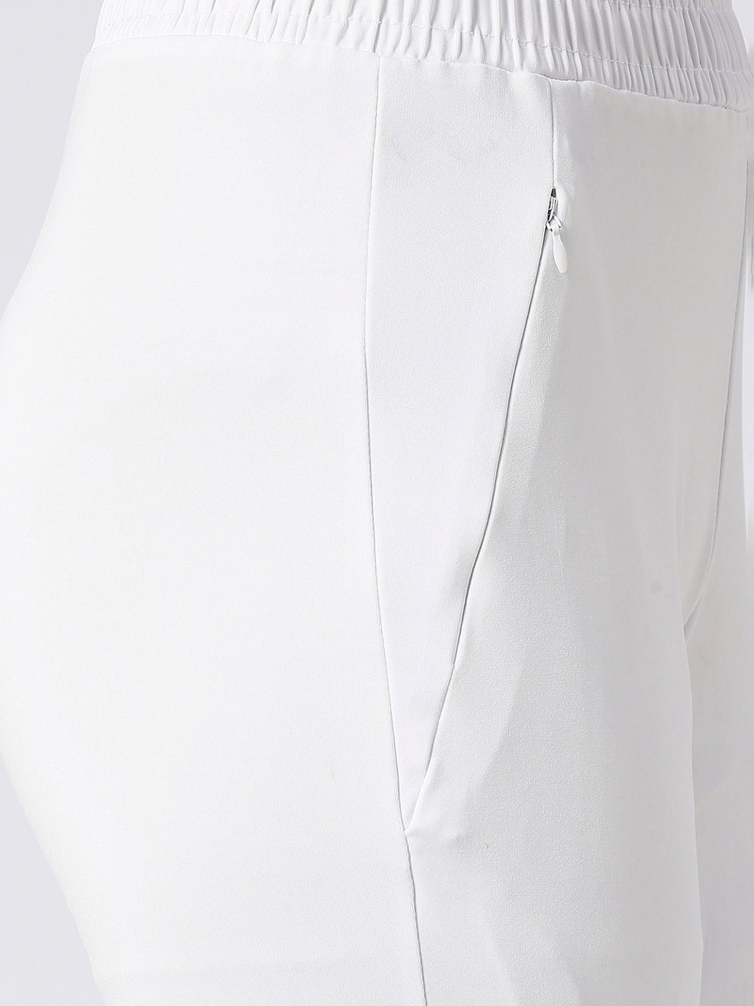 FITHUB White Slim Fit High Rise Trackpants