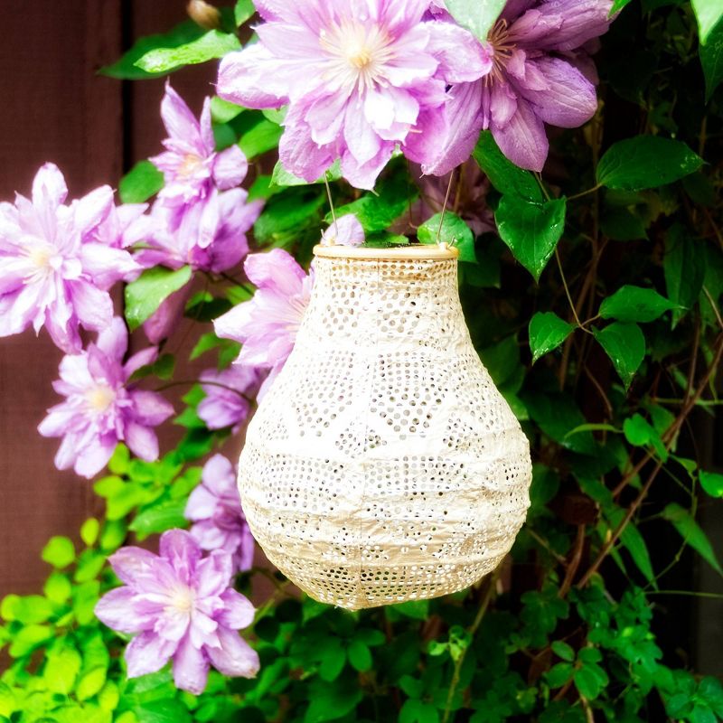 Allsop 8" x 6.5" Soji Stella Bulb Solar Outdoor Lantern Pearl