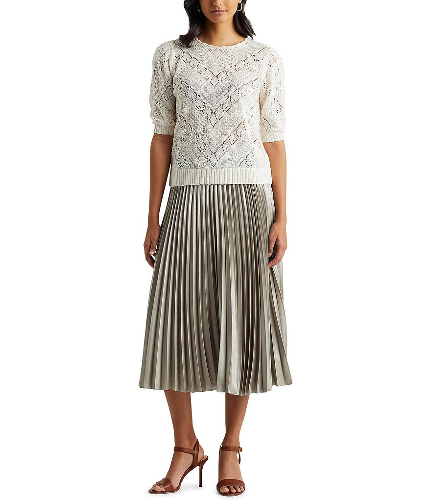 J.McLaughlin Jamey Crew Neck Button Trim Raglan Sleeve Sweater