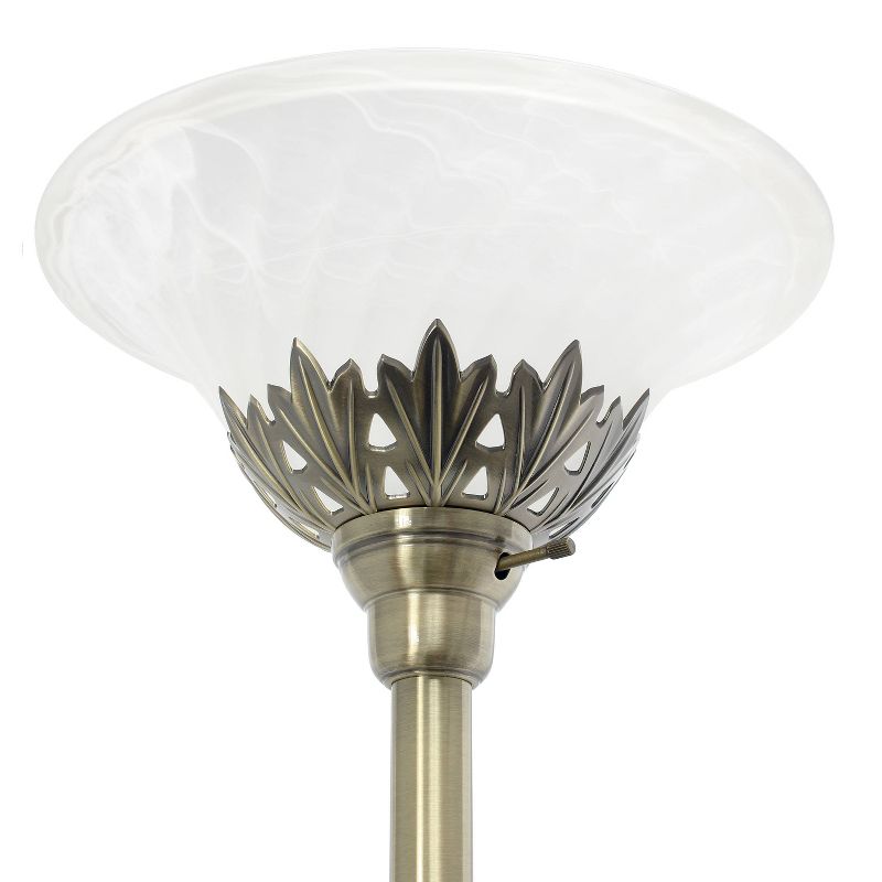 3 Light Floor Lamp with Scalloped Glass Shade Antique Brass - Elegant Designs