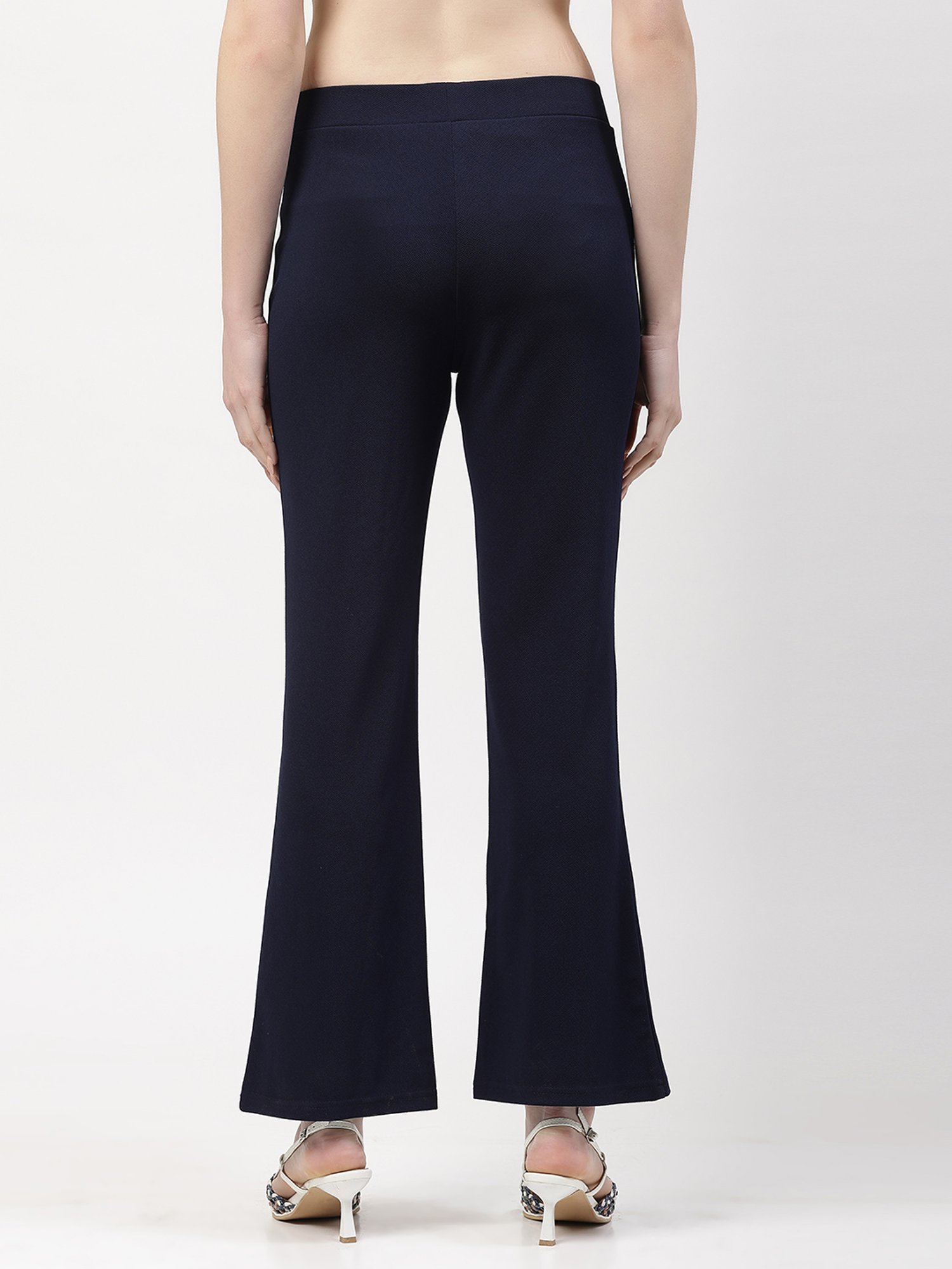 Office & You Navy Relaxed Fit Mid Rise Trousers