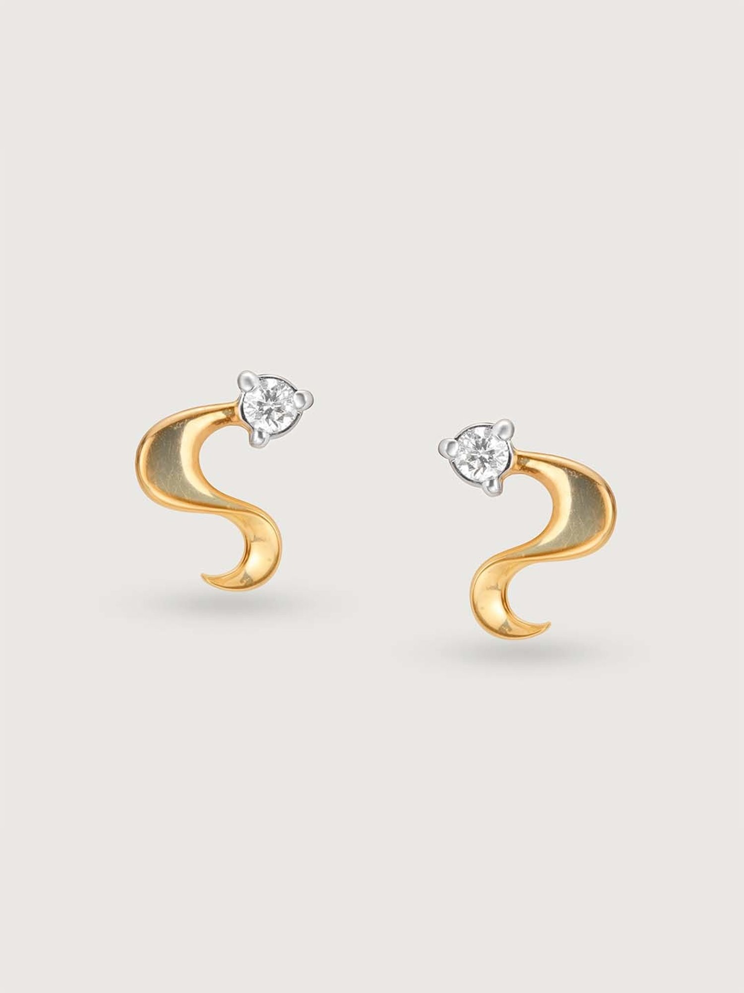 Mia by Tanishq Serpentine Sparkle 14k Gold & Diamond Stud Earrings for Women