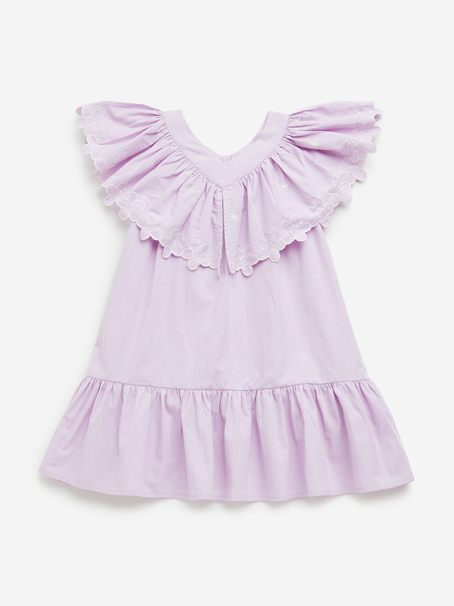 HOP Kids by Westside Lilac Ruffle Design Tiered Cotton Dress