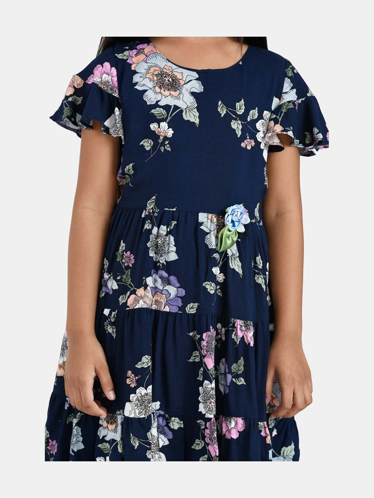 Peppermint Kids Navy Floral Print Dress