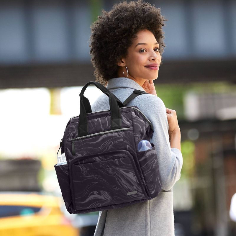 Skip Hop Mainframe Wide Open Diaper Bag Backpack - Black Marble