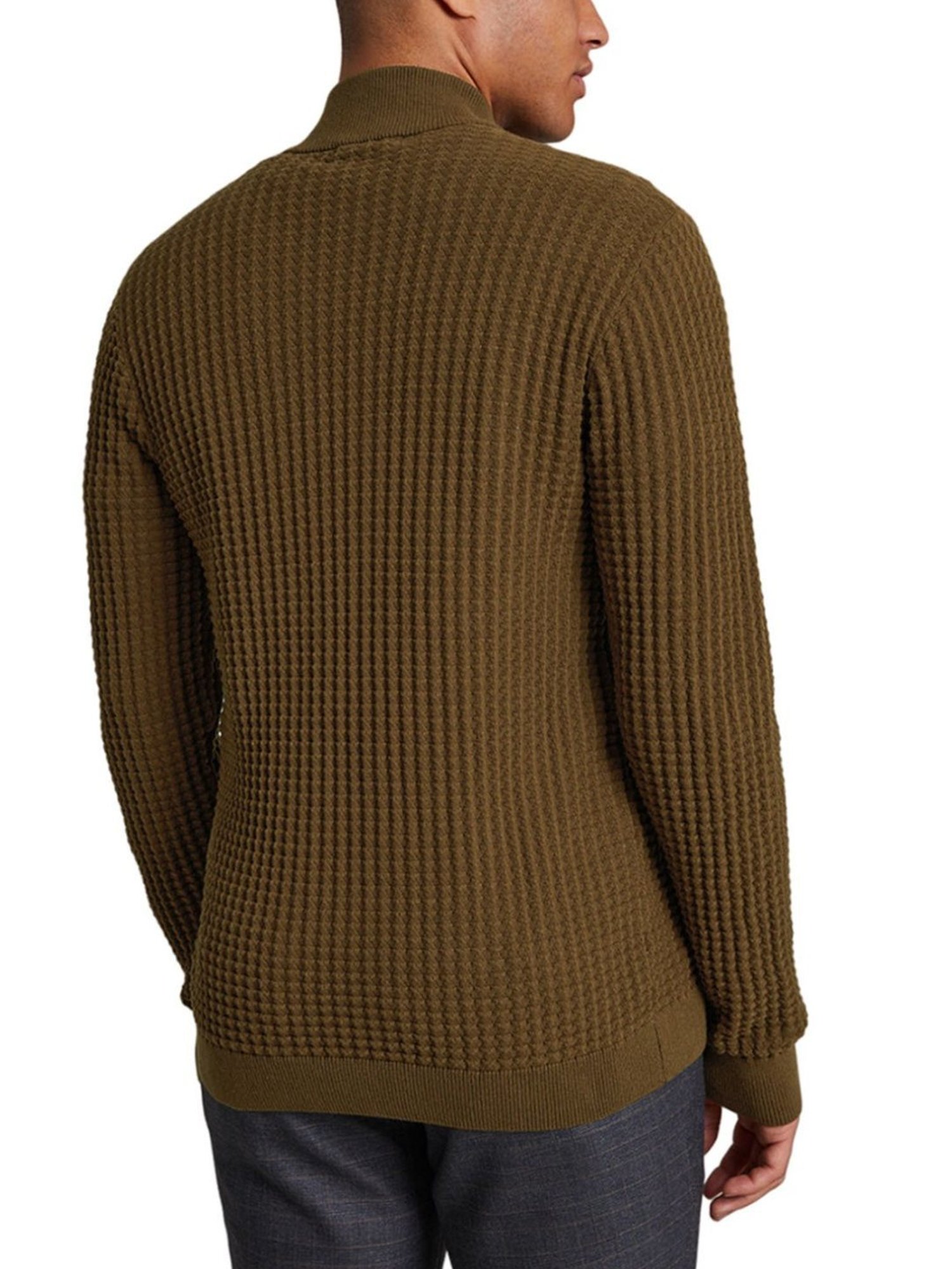 Matinique Brown Cotton Regular Fit Self Pattern Sweaters