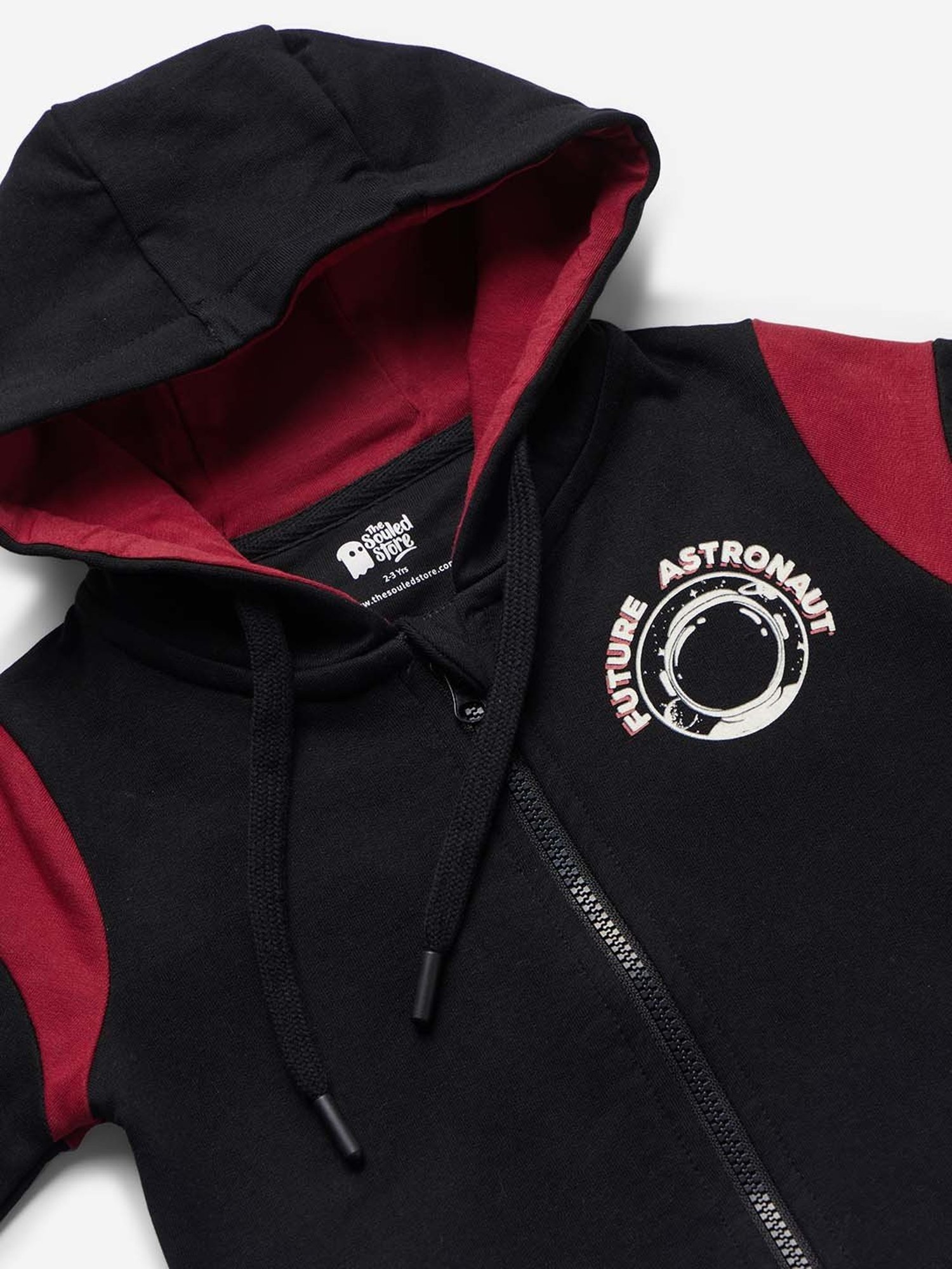 The Souled Store Kids Black Cotton Printed Full Sleeves Hoodie