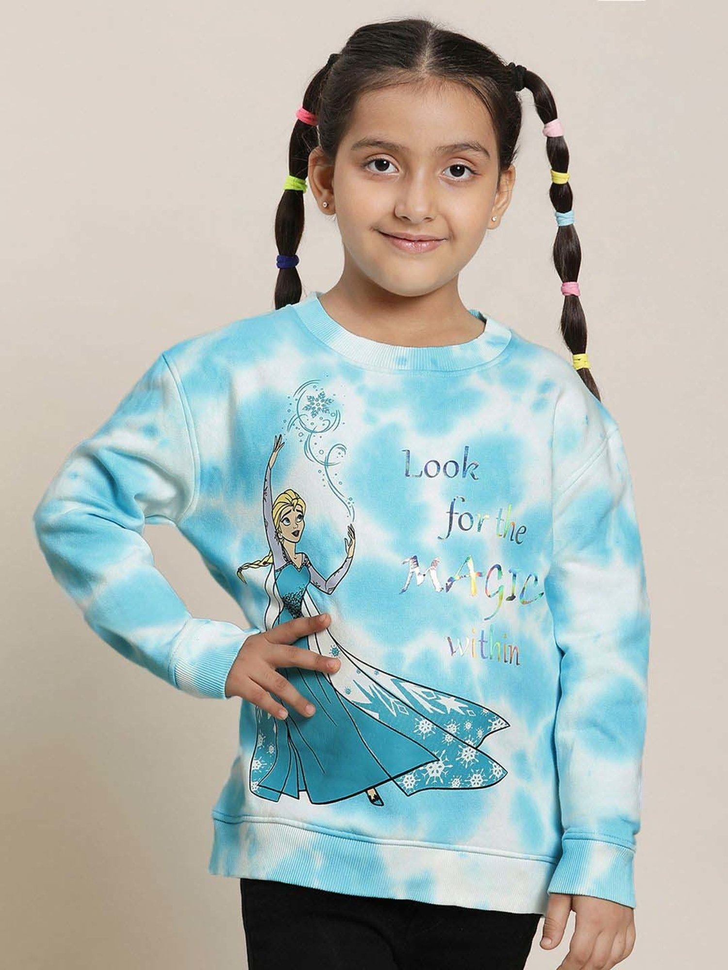 Kidsville Blue Cotton Printed Full Sleeves Frozen Sweatshirt