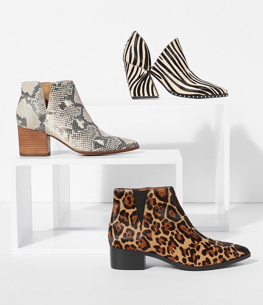 Antonio Melani Lavonnie Leopard Print Haircalf Block Heel Booties