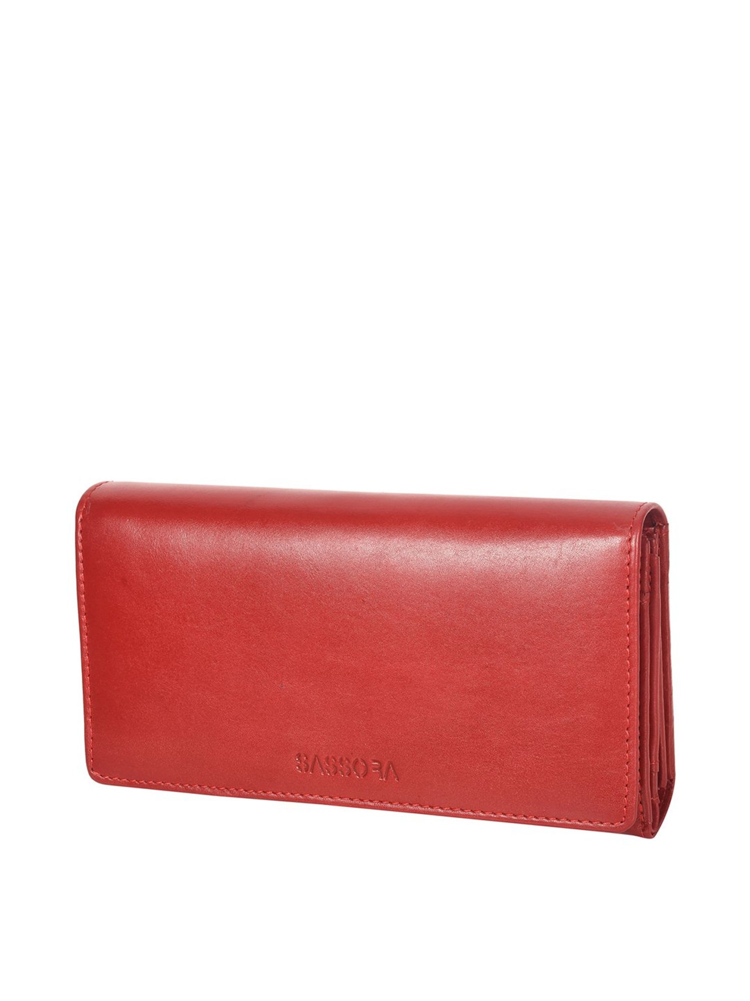 SASSORA Red Solid Rfid Wallet for Women