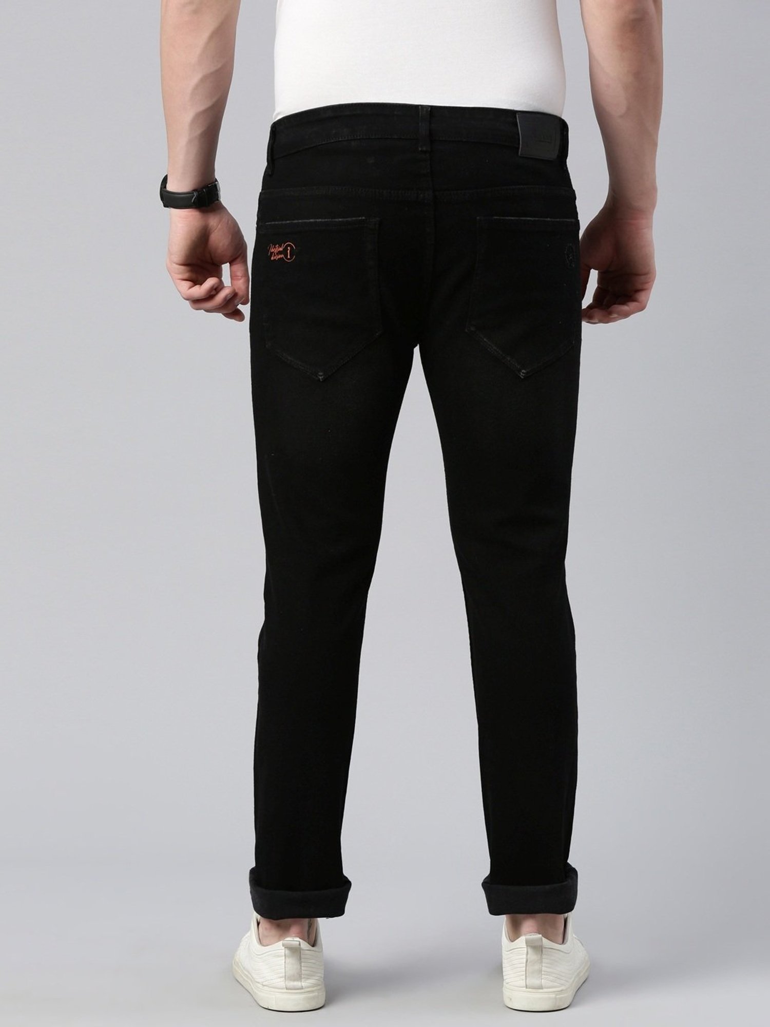 CINOCCI Black Cotton Slim Fit Jeans