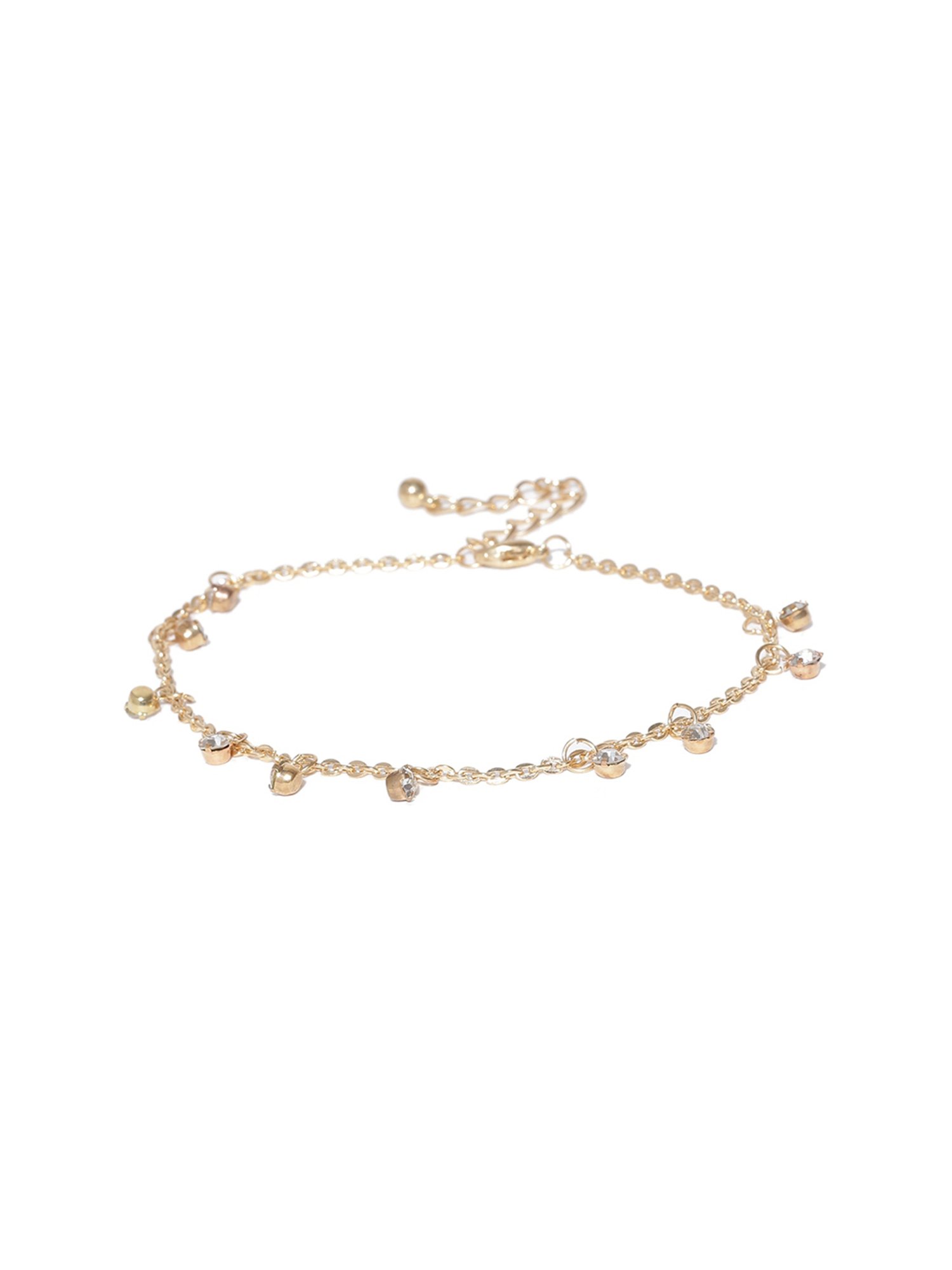 OOMPH Crystal Gold-Tone Delicate Fashion Stylish Latest Anklet for Women