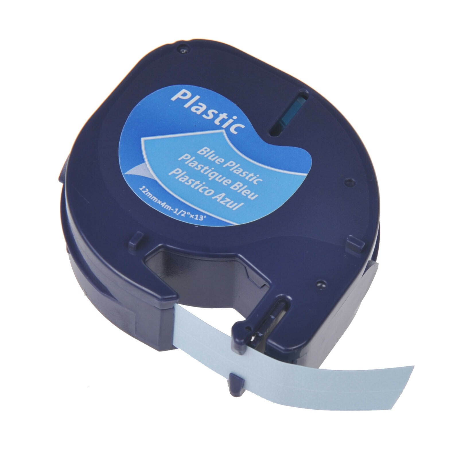 Black on Blue Plastic Label Tape for DYMO Letra Tag LT 91335 12mm 1/2" x 13
