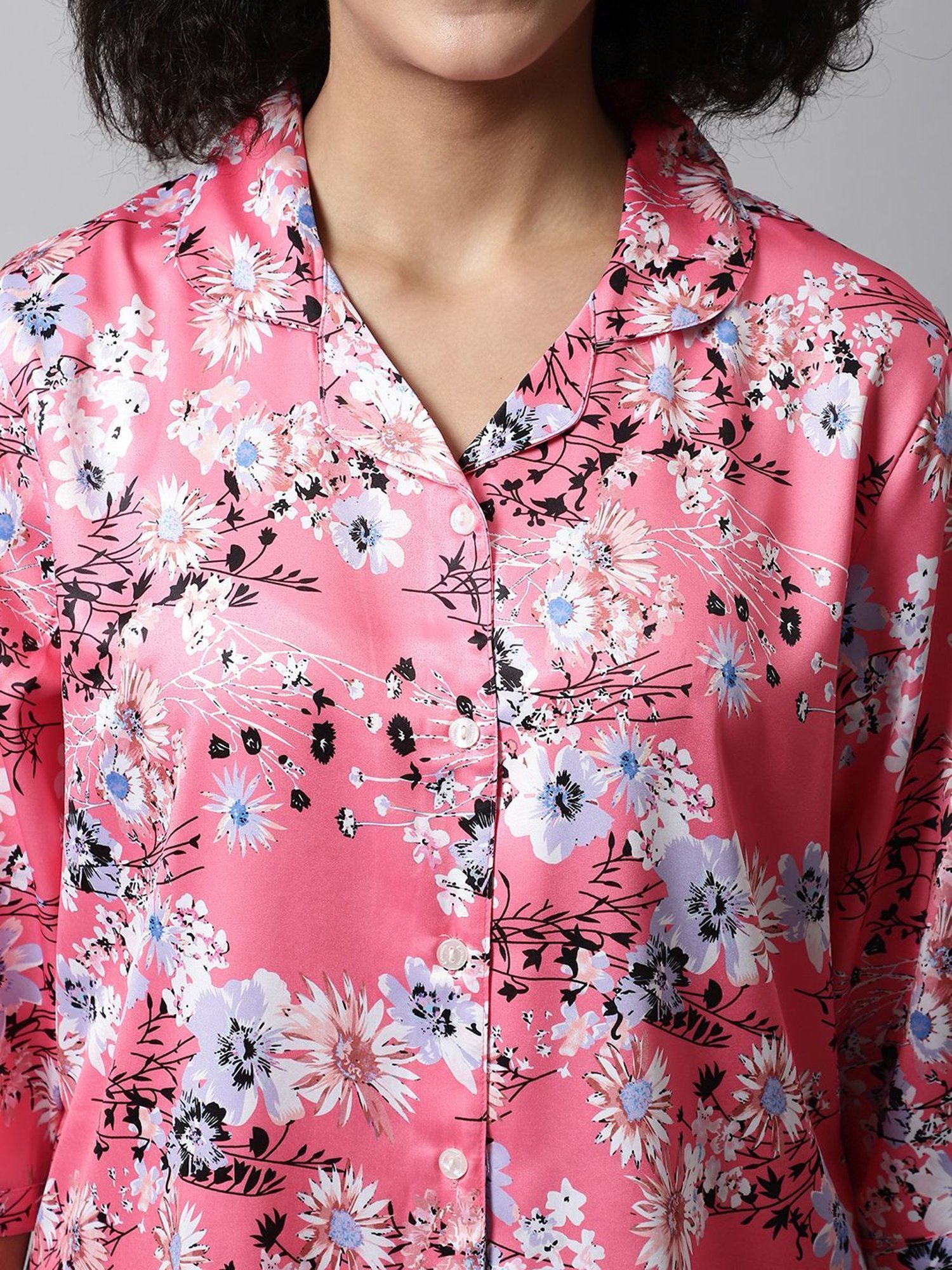 Kanvin Pink Printed Top Pyjamas Set