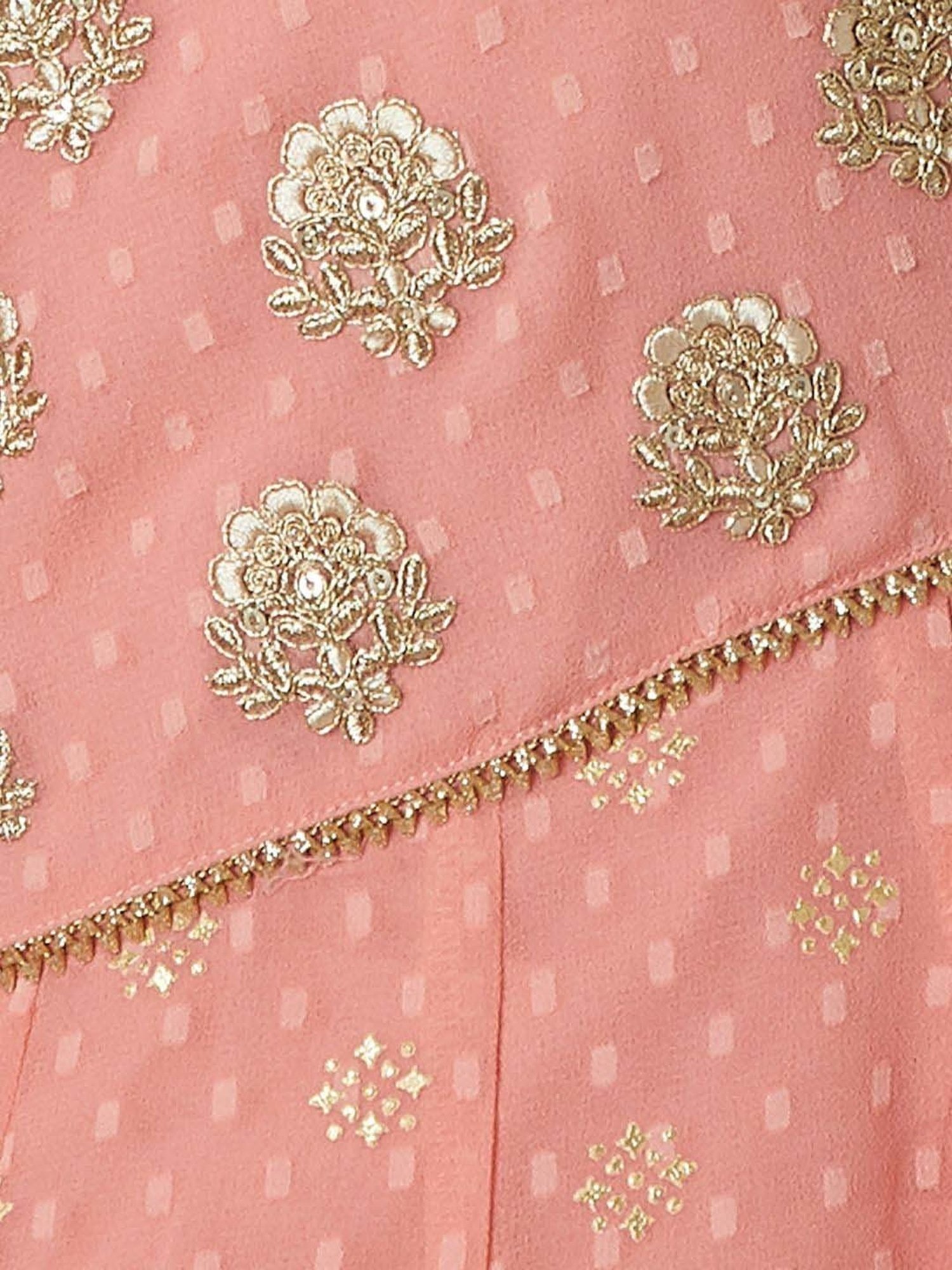 Melange by Lifestyle Peach Embroidered Kurta & Pant Set With Dupatta