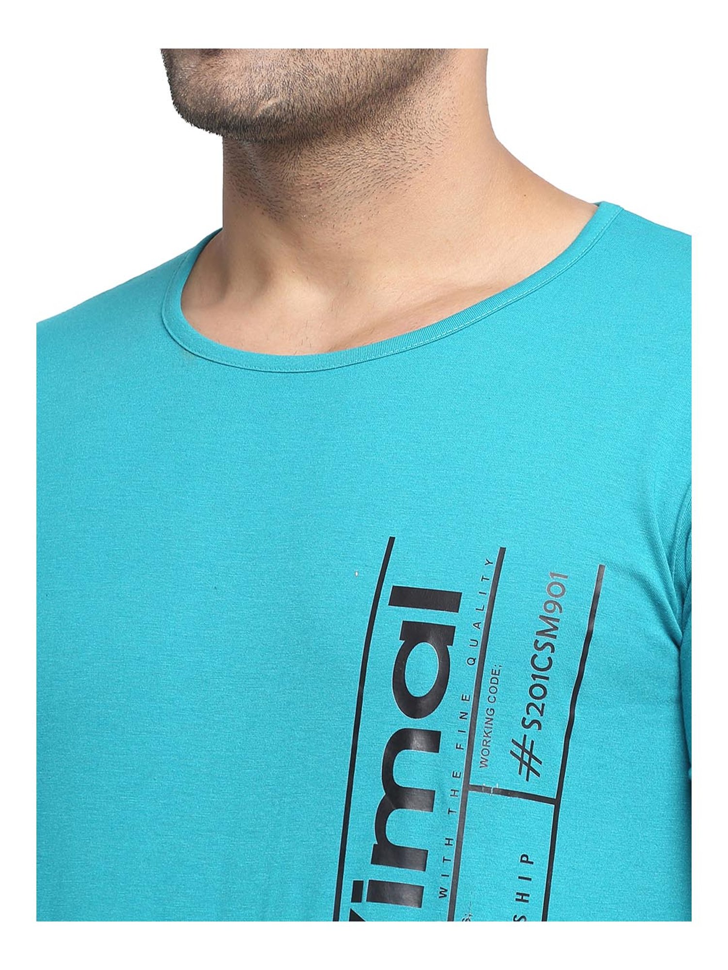 Vimal Jonney Turquoise & Dark Grey Printed T-Shirt - Pack of 2