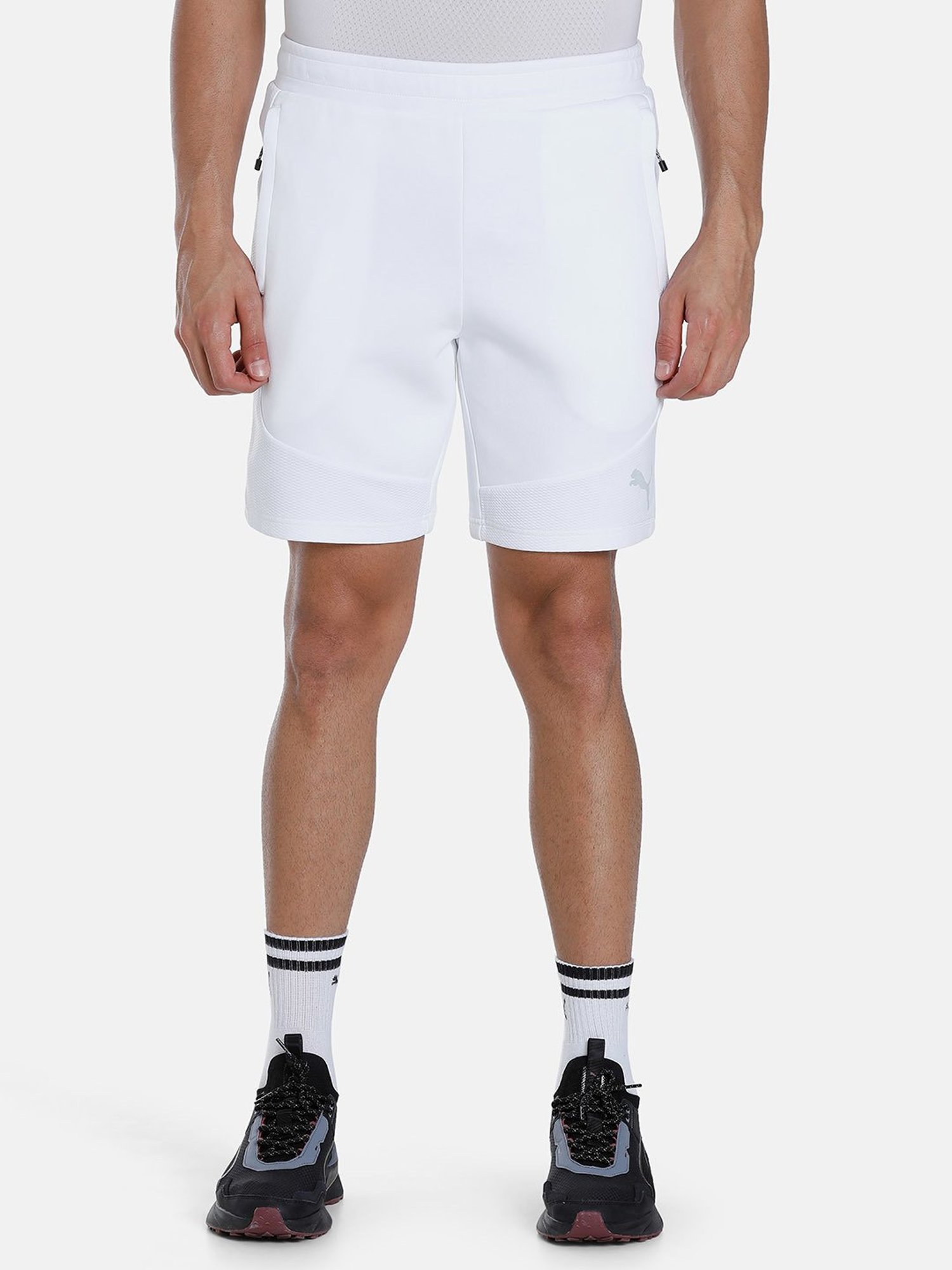 Puma White Cotton Regular Fit Shorts