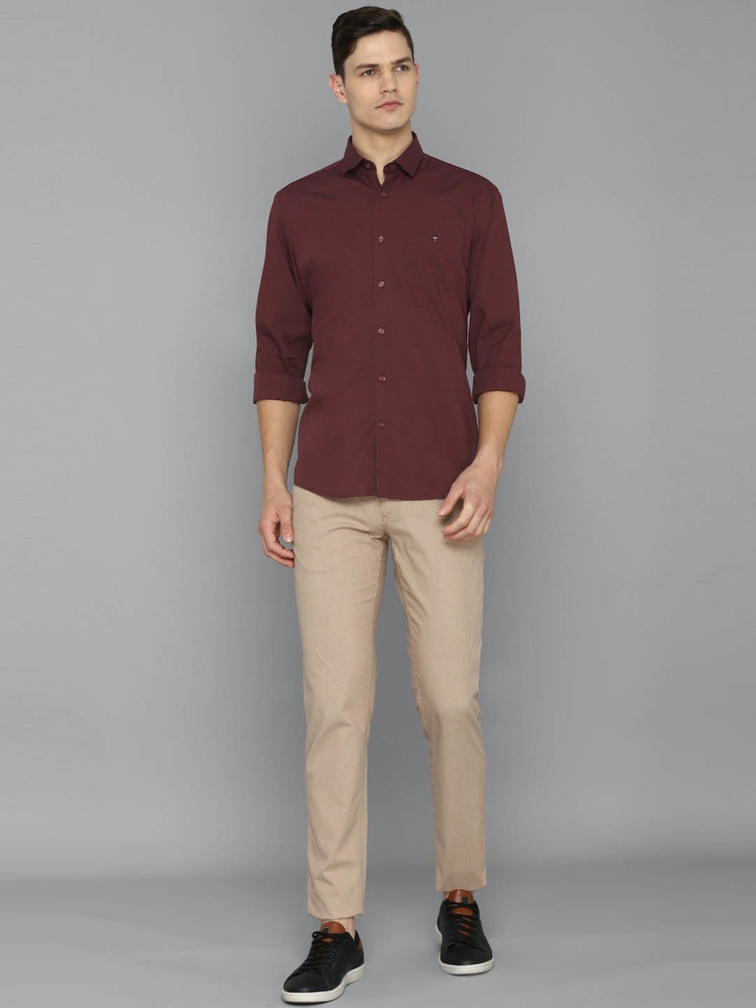 Louis Philippe Sport Maroon Slim Fit Shirt