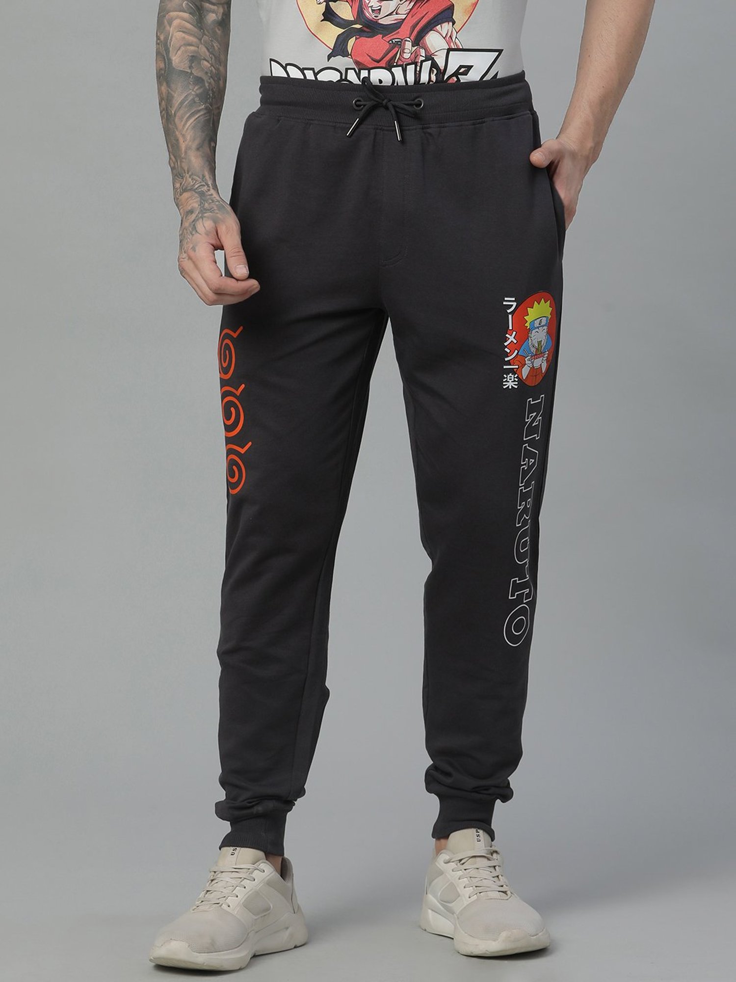 Free Authority Dark Grey Regular Fit Naruto Printed Joggers