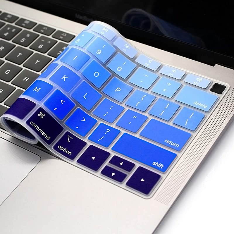 Ultra Thin Silicone Keyboard Protective Skin for 2019 2018 MacBook Air 13-Inch (A1932, U.S Layout) Keyboard Accessories Protector (NOT FIT 2020 Air 13-Inch), Ombre Blue