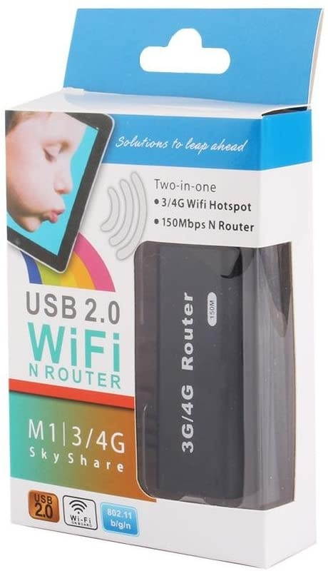 Mini WiFi Router USB Wireless Router Portable Mini 3G/4G WiFi Router 150Mbps Compatible with All The Operating System Plug and Play (Black)