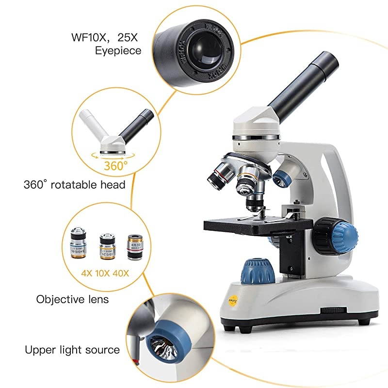 Microscope SW150,Compound Student Microscope,40X-1000X,Monocular Head,Coarse & Fine Focusing,Dual Illumination,Cordless-Capable with Eyepiece Camera and Software Windows and Mac Compatible