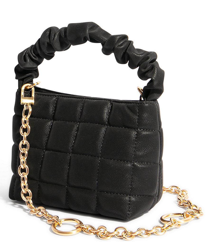 House of Want We Brunch Pebble Quilted Ruched Mini Vegan Leather Tote Bag