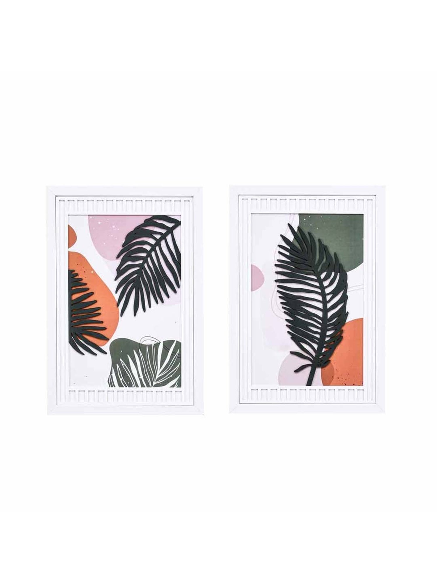 @Home Multicolor Mdf Foliage 3D Wall Paintings - Set of 2