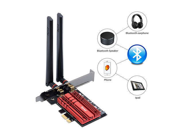 fenvi FV-AX3000 WiFi 6 PCI-E 3000Mbps Bluetooth 5.1 Wifi Adapter Intel AX200 Wi-fi Card Wireless PCI Express 802.11ax/ac 2.4Ghz/5.0Ghz Dual Band MU-MIMO OFDMA With Heat Sink, for Windows 10 Linux