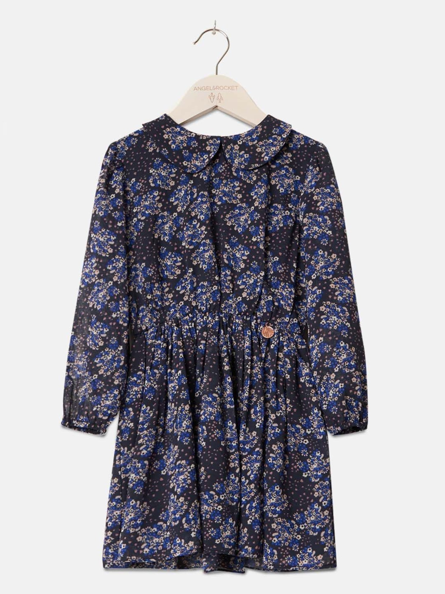 Angel & Rocket Kids Navy Floral Print Full Sleeves Dress