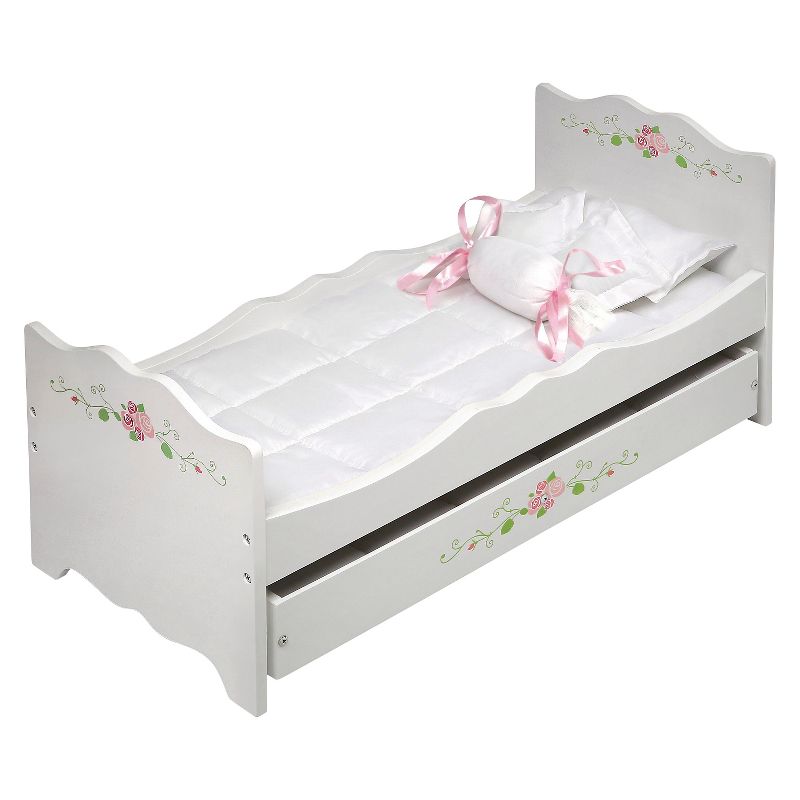 Badger Basket White Rose Doll Bed with Trundle