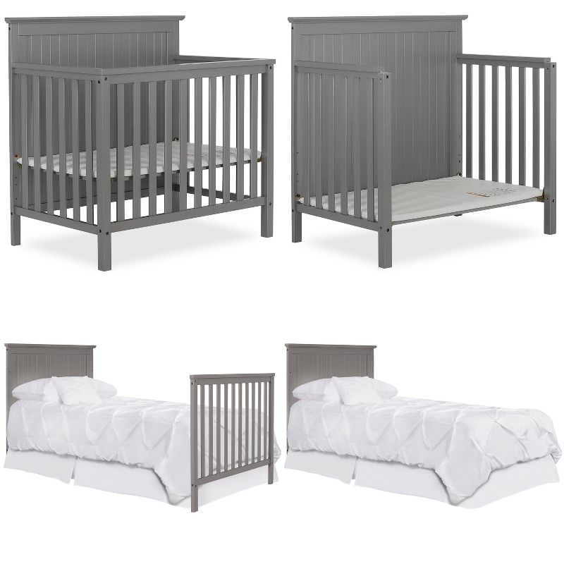 Dream On Me Jasmin 4-in-1 Convertible Mini Crib - Gray