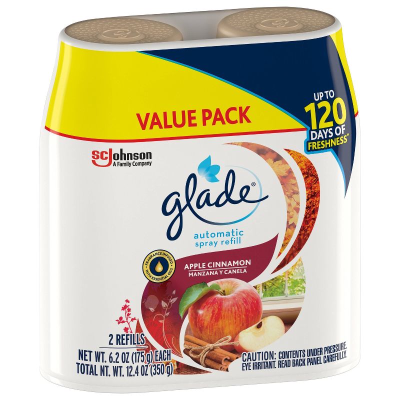 Glade Lg Auto Air Freshner - Apple Cinnamon - 2ct