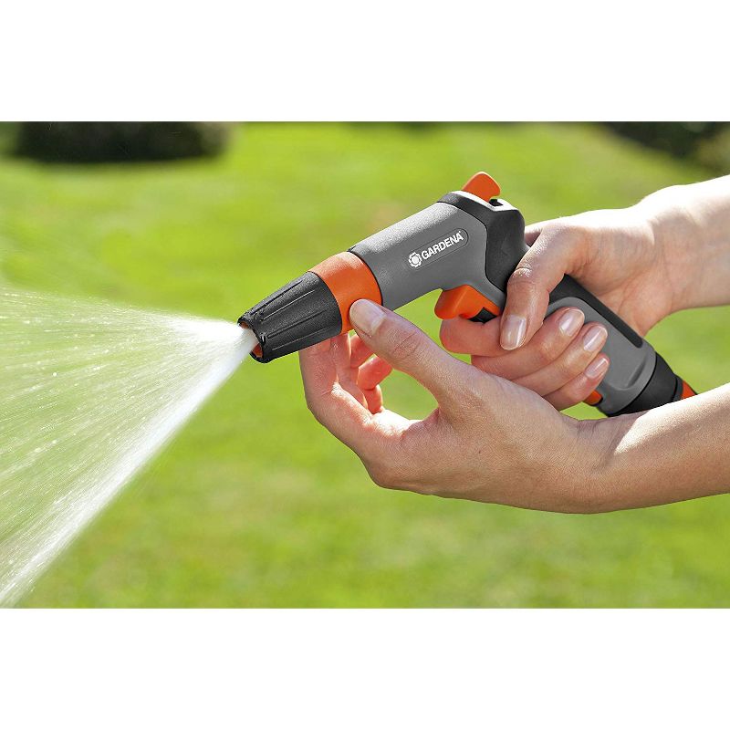 Gardena Frost Proof Adjustable 2 in 1 Hose Nozzle for Garden Water Hose, Orange