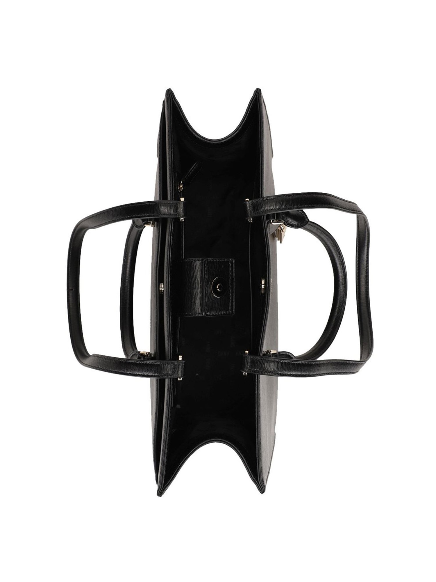 Dkny Black Leather Solid Tote Handbag