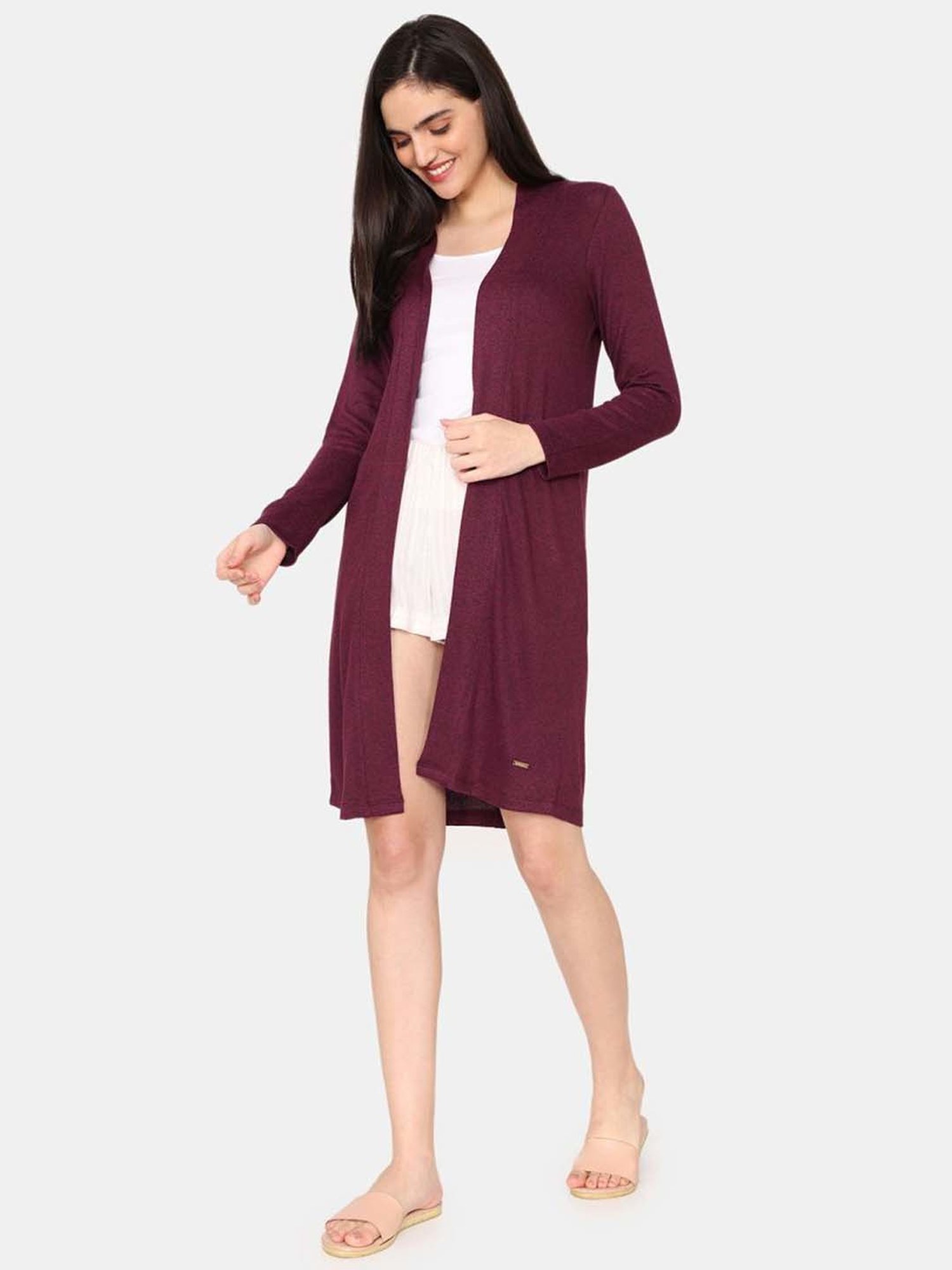 Akkriti by Pantaloons Off-White Self Pattern Shrug