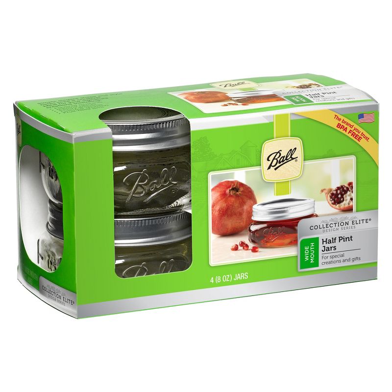 Ball 4ct 8oz Collection Elite Glass Mason Jar with Lid and Band - Wide Mouth